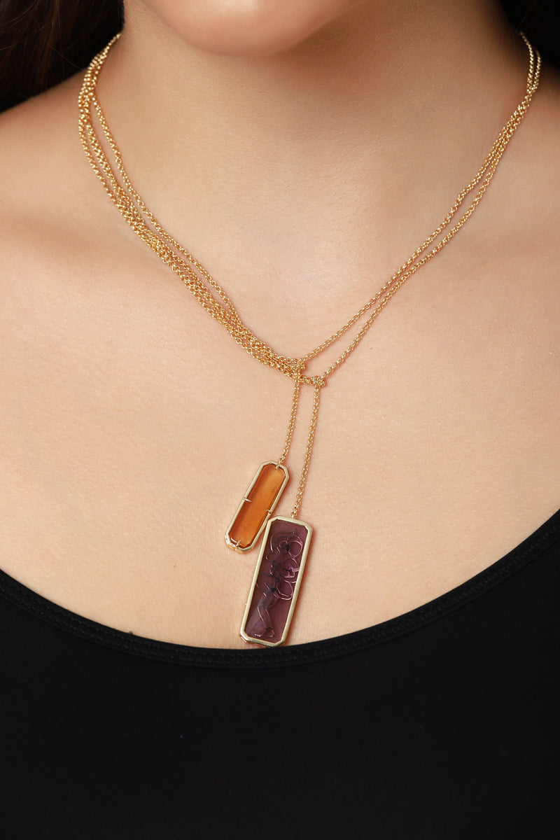 Citrine And Amethyst Drape Necklace - Sitch.shop