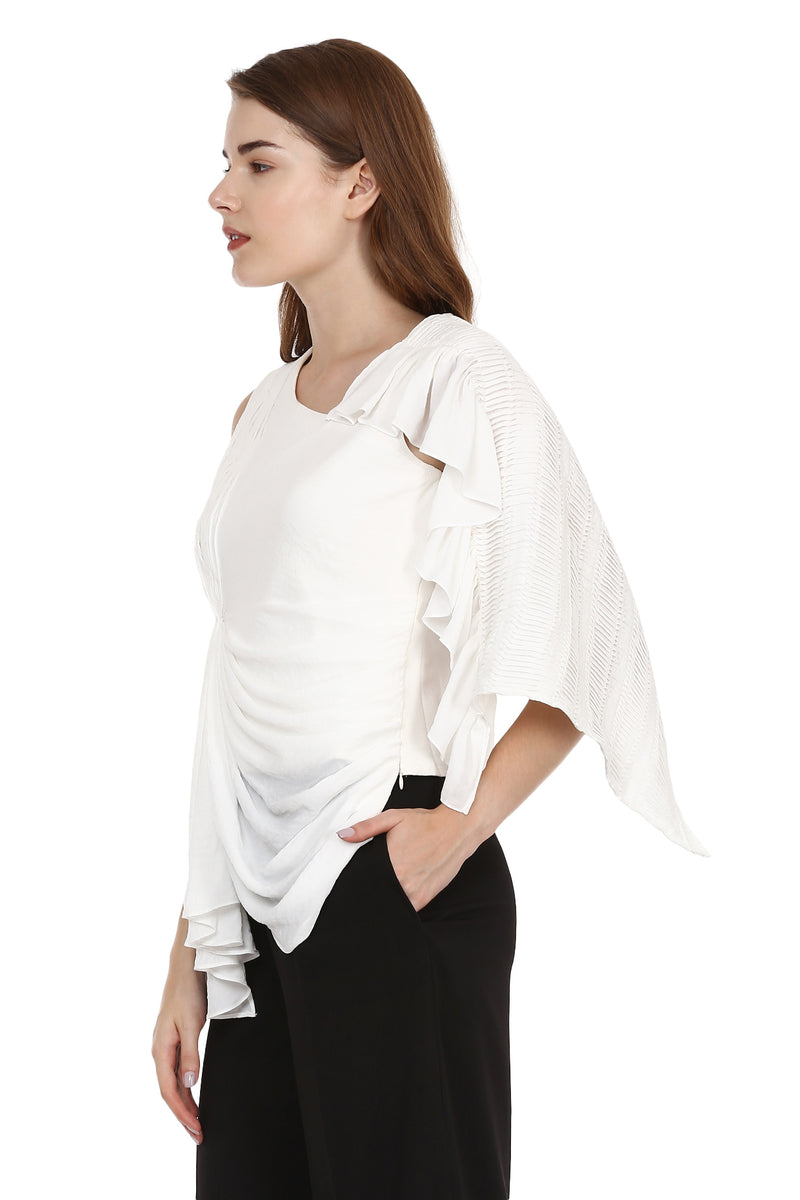 White Gathered Top - Sitch.shop