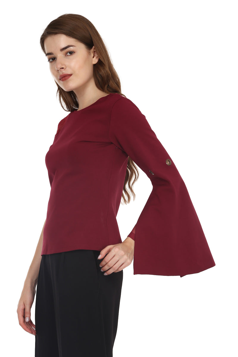 Red Mesh Sleeve Top - Sitch.shop
