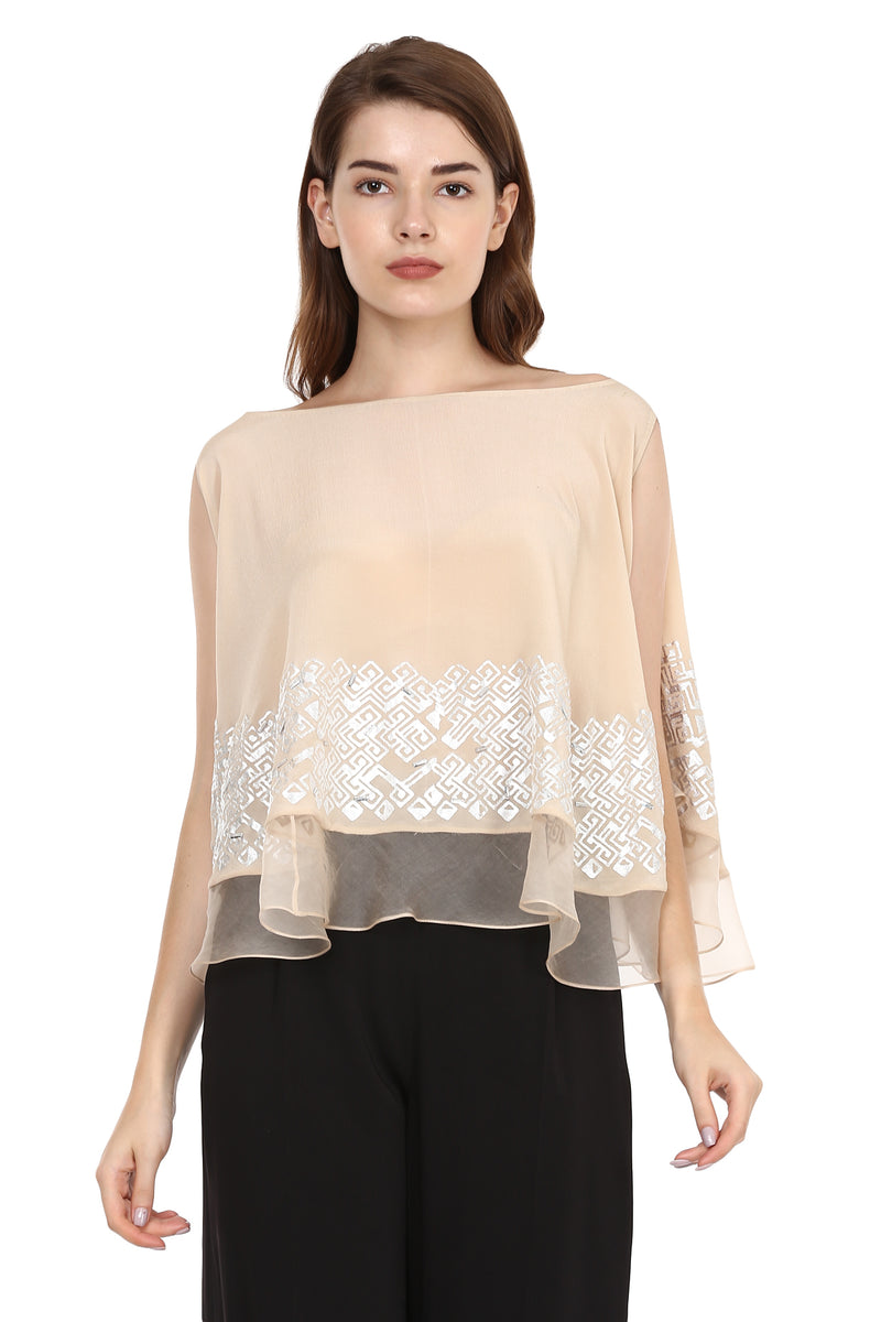 Nude Top With Silver Detailing - Sitch.shop