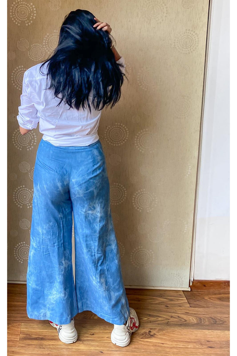 Sky Blue Shaded Denim Flared Pants - Sitch.shop