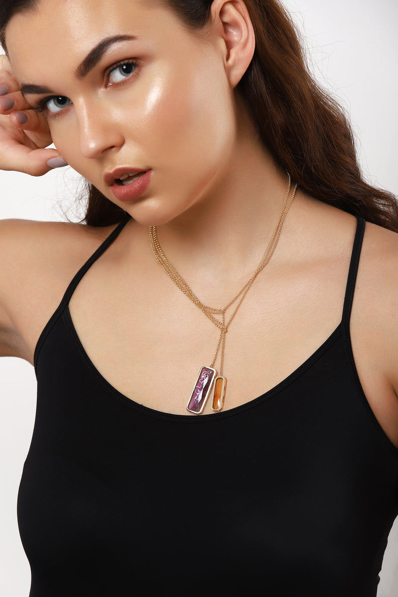 Citrine And Amethyst Drape Necklace - Sitch.shop