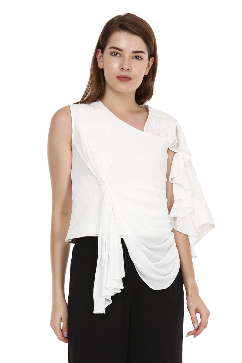 White Gathered Top - Sitch.shop