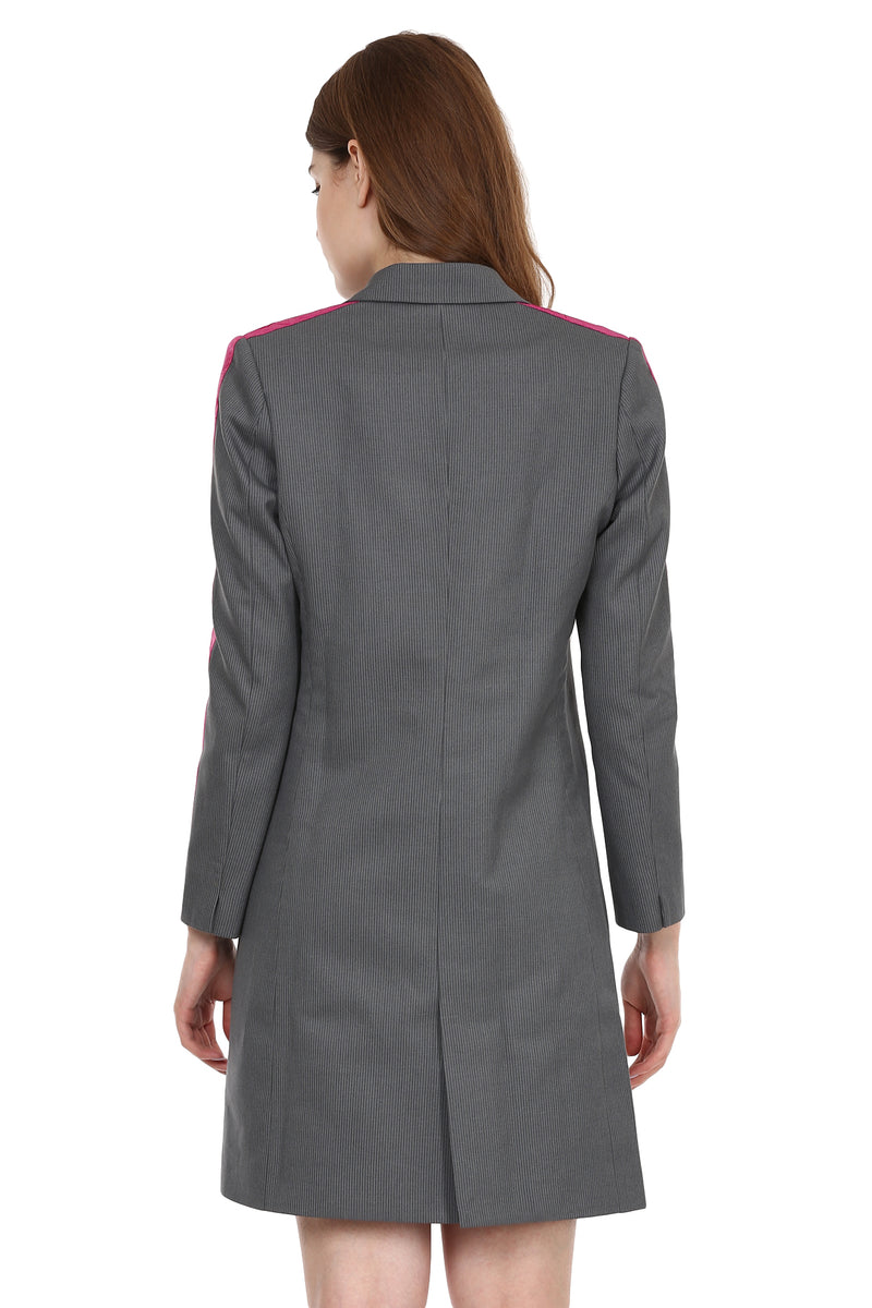 Grey Suit Dress With Pink Stripe - Sitch.shop