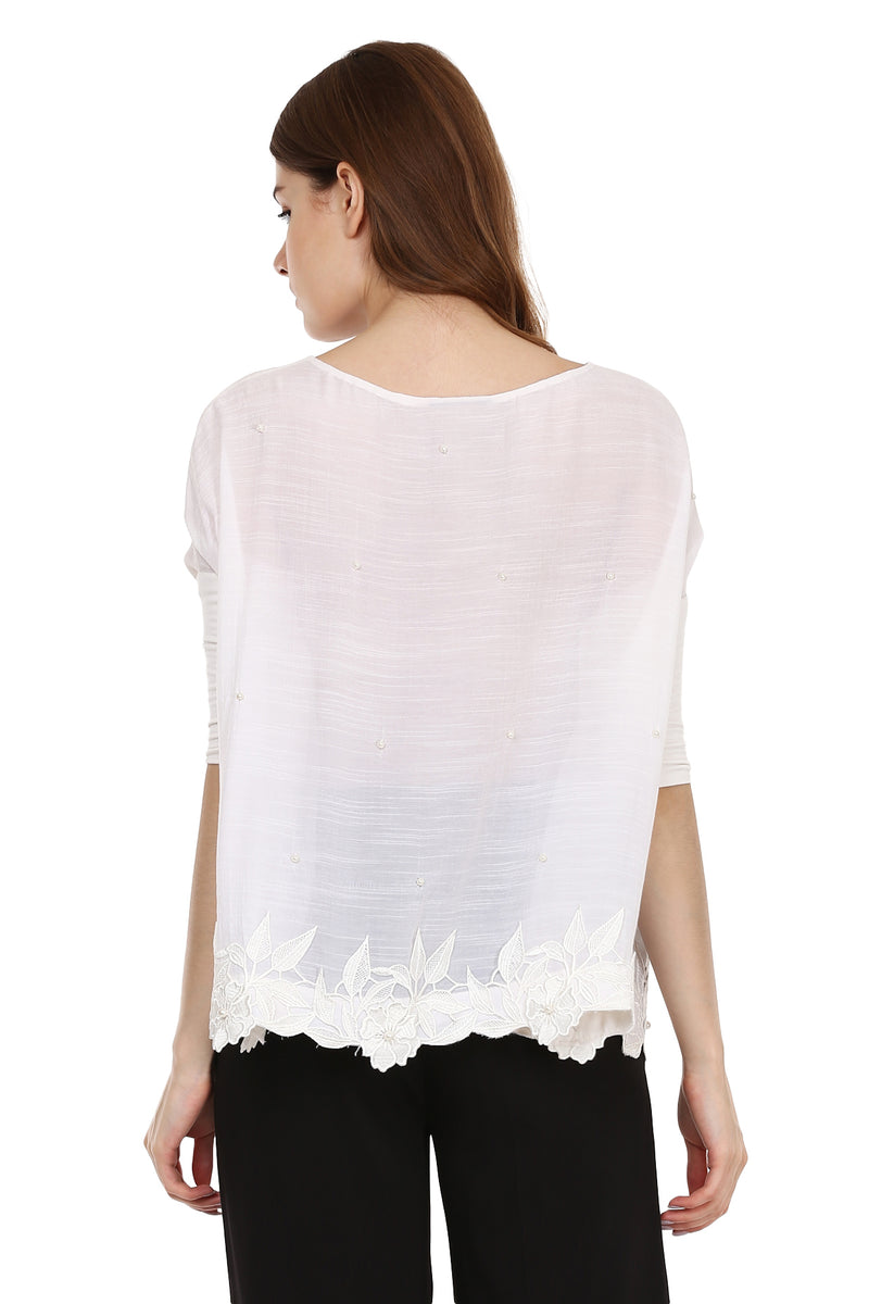 White Lace And Pearl Top - Sitch.shop