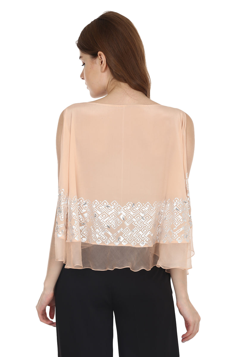 Peach Top With Silver Detailing - Sitch.shop